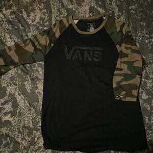 Vans Black and Camo Raglan Shirt